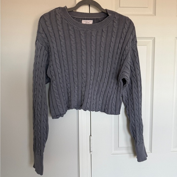 Sincerely Jules Blue/Gray Cropped Cable Knit Sweater - Size M - Picture 1 of 3